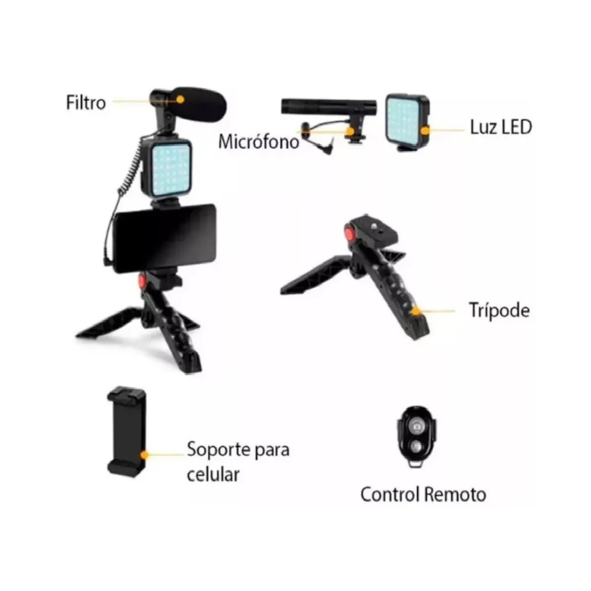 KIT DE GRABACION DE VIDEO CON TRIPODE Y BLUETOOTH