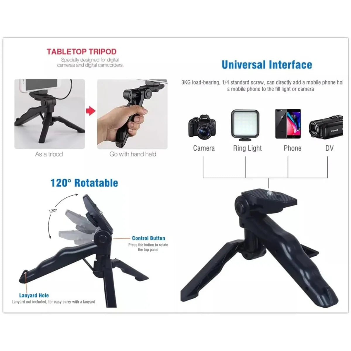 KIT DE GRABACION DE VIDEO CON TRIPODE Y BLUETOOTH